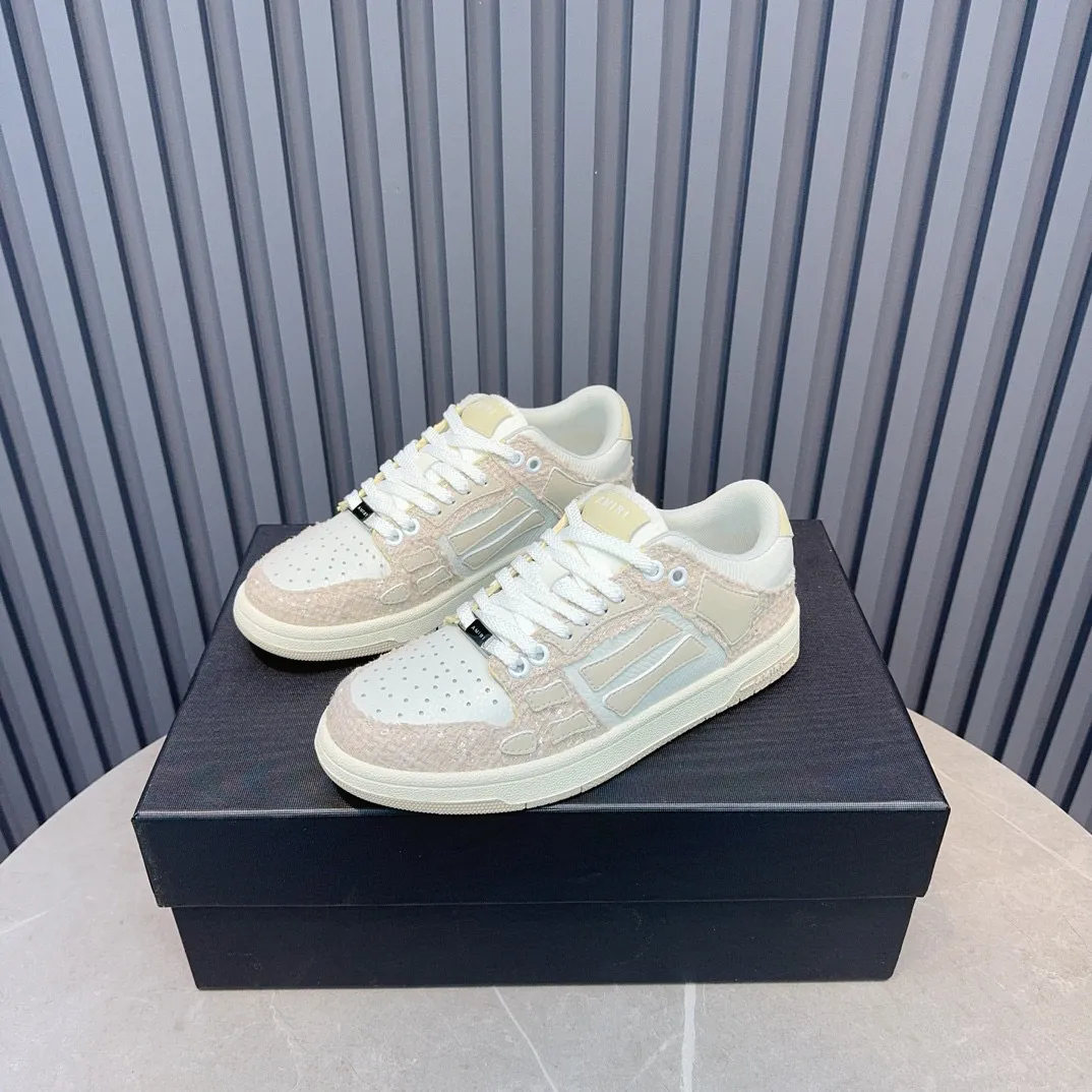 Men's men's shoes 💰600 AMIRI high street sneakers with bone sports shoes, toe layer cowhide upper, upper side bones, hand-stitched, good three-dimensional effect, customized metal LOGO, size 38-45 46
